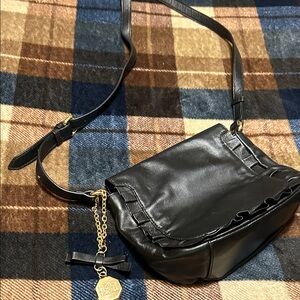 Badgley Mischka Black Crossbody Bag with Gold Accents